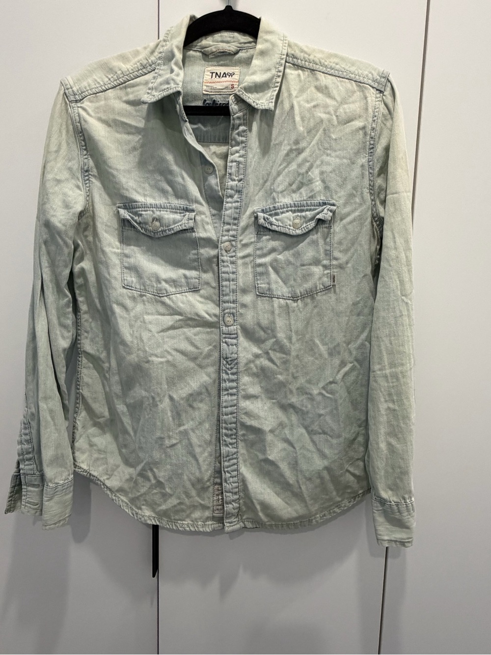 TNA Light Washed Denim Button-Down Shirt
